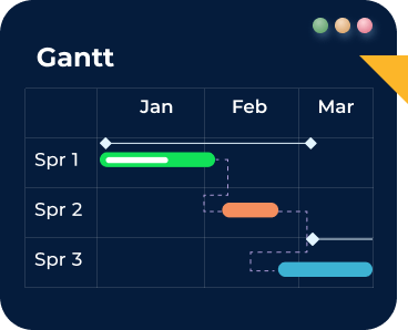 Imagen vectorial que muestra una pantalla con un gantt de fechas, que representa la organización que trabajamos para cumplir con los objetivos al tiempo esperado.